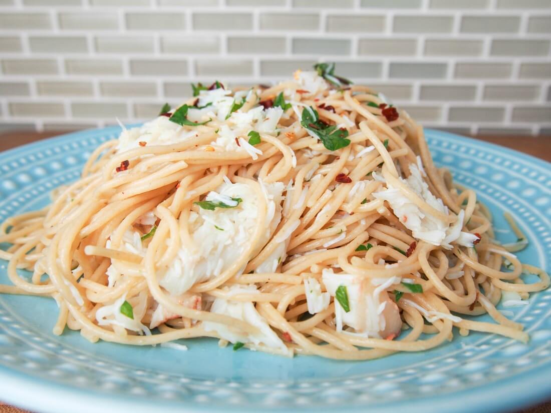 Spaghetti với ghẹ và tôm